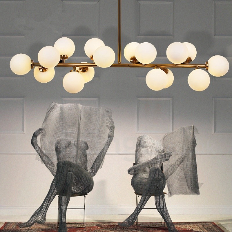 Moderne moderne 16 lys lysekrone med glasskærm og lampe