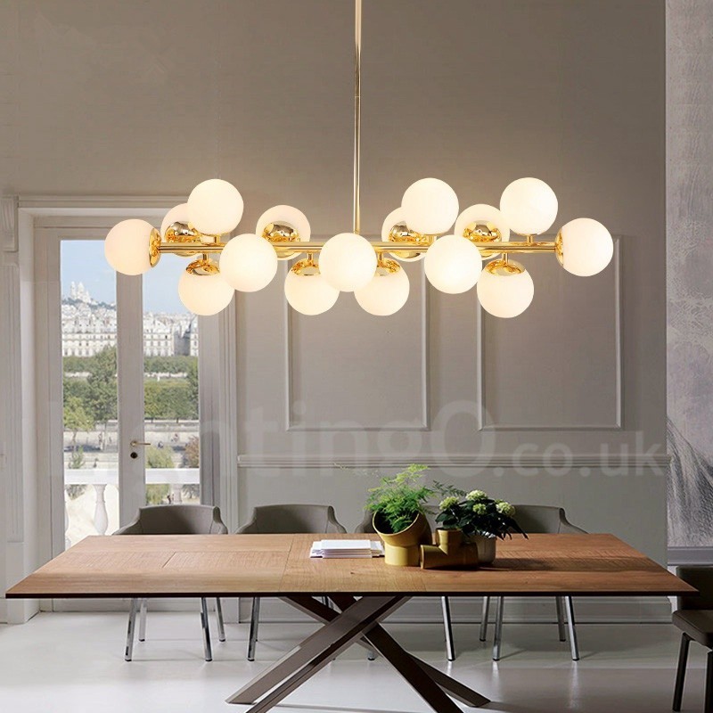 Moderne moderne 16 lys lysekrone med glasskærm og lampe