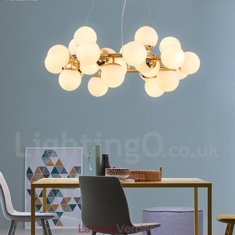 24 lys moderne moderne lysekrone med glasskærmlys