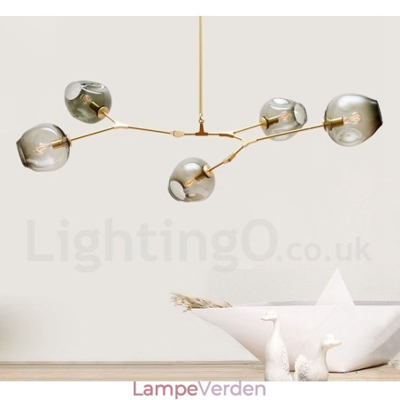 Moderne moderne 5 lys lysekrone med skærmlampe af glas Moderne moderne 5 lys lysekrone med skærmlampe af glas