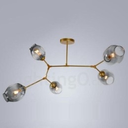 Moderne moderne 5 lys lysekrone med skærmlampe af glas