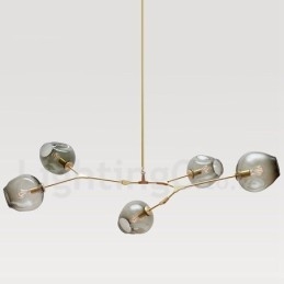 Moderne moderne 5 lys lysekrone med skærmlampe af glas
