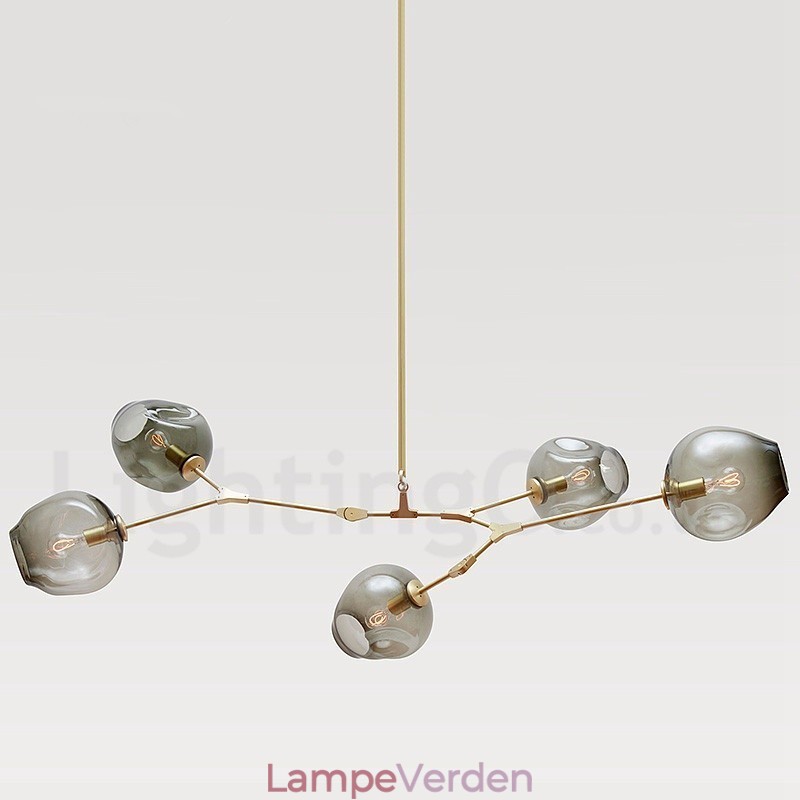 Moderne moderne 5 lys lysekrone med skærmlampe af glas