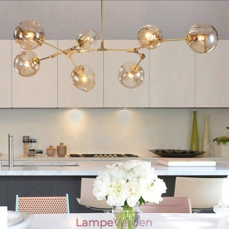 Moderne moderne 7 lys lysekrone med skærm og lampe i klart glas Moderne moderne 7 lys lysekrone med skærm og lampe i klart glas