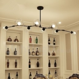 8 lys moderne moderne lysekrone med klar glasskærm og lampe (sort gylden)