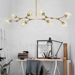 8 lys moderne moderne lysekrone med klar glasskærm og lampe (sort gylden)