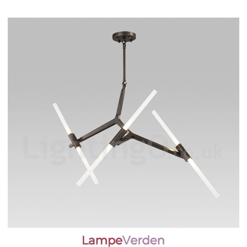 6 lys moderne moderne 2-lags lysekrone lys (sort gylden)