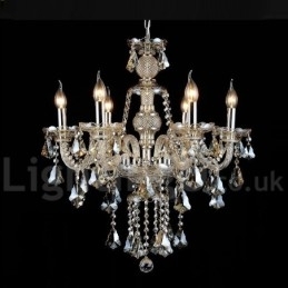 Retro Vintage Cognac farve K9 krystal moderne lysekrone med 6 lys