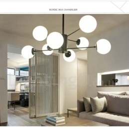 Sort 8 lys moderne moderne 2-lags metallysekrone med glasskærm
