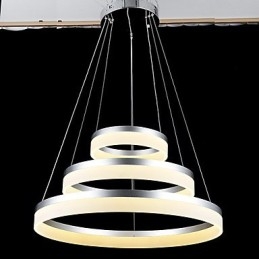 Rund pendel Moderne Akryl Lamper Belysning Luksuriøs Tre Ringe Loftslamper Armaturer