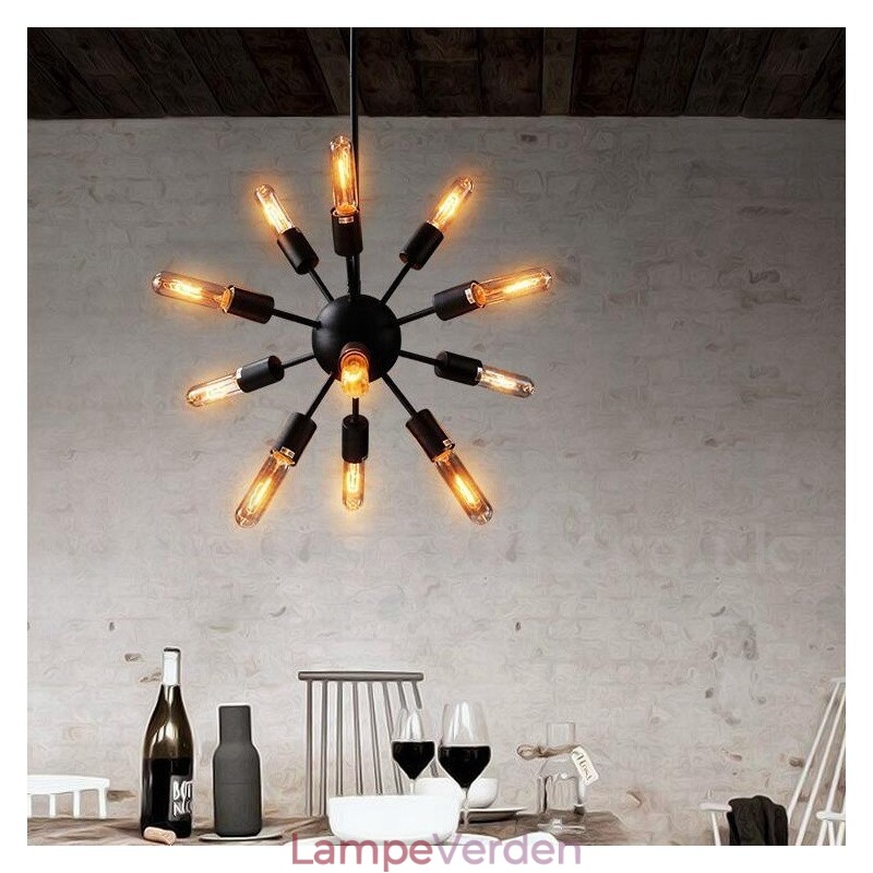 12 Light Retro Vintage Sputnik lysekrone
