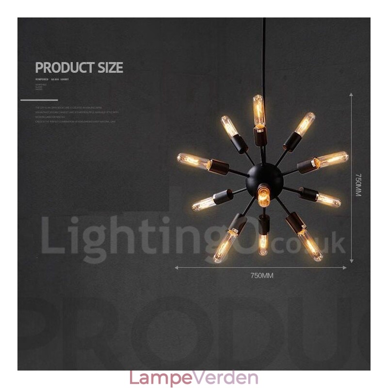 12 Light Retro Vintage Sputnik lysekrone