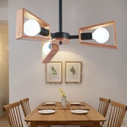 Wood Single Tier 3 lys lysekrone lampe moderne moderne stil