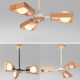 Wood Single Tier 3 lys lysekrone lampe moderne moderne stil