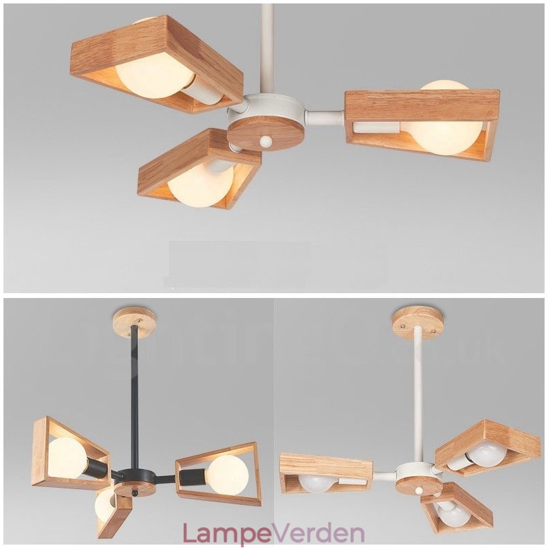 Wood Single Tier 3 lys lysekrone lampe moderne moderne stil