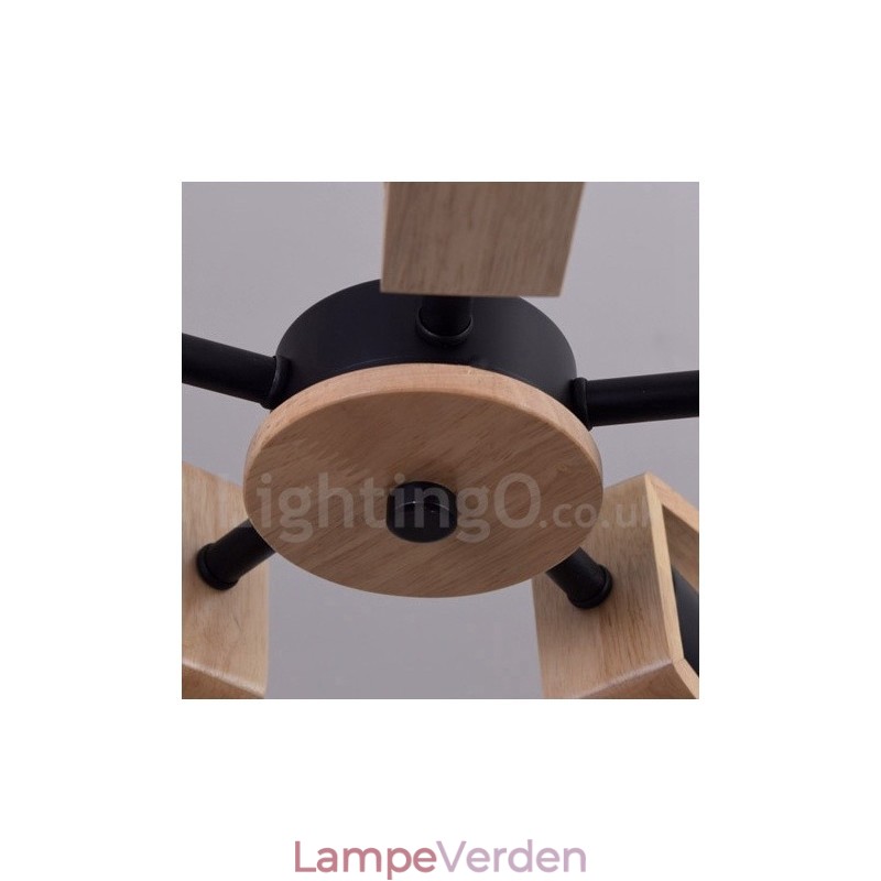 Wood Single Tier 3 lys lysekrone lampe moderne moderne stil