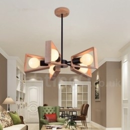 Wood Single Tier 5 lys lysekrone lampe moderne moderne stil