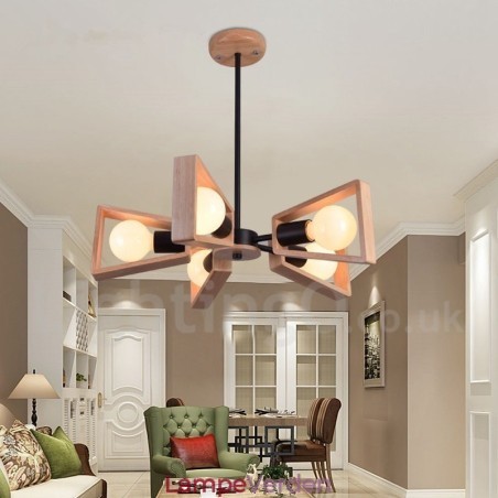 Wood Single Tier 5 lys lysekrone lampe moderne moderne stil Wood Single Tier 5 lys lysekrone lampe moderne moderne stil