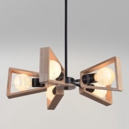 Wood Single Tier 5 lys lysekrone lampe moderne moderne stil