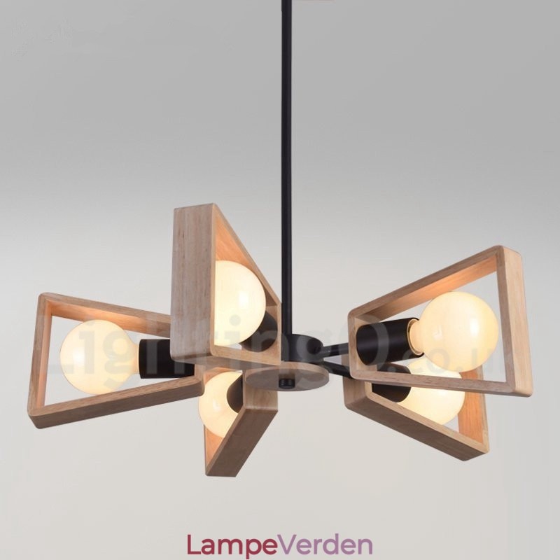 Wood Single Tier 5 lys lysekrone lampe moderne moderne stil