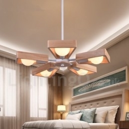 Wood Single Tier 5 lys lysekrone lampe moderne moderne stil