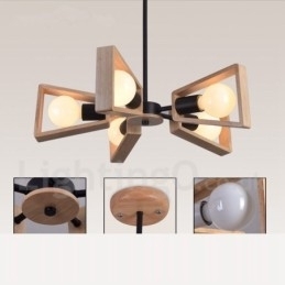 Wood Single Tier 5 lys lysekrone lampe moderne moderne stil