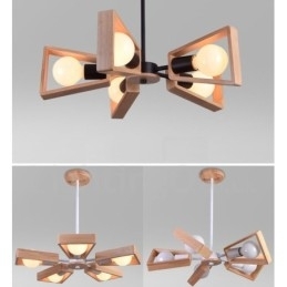 Wood Single Tier 5 lys lysekrone lampe moderne moderne stil