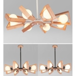 Wood Single Tier 8 lys lysekrone lampe moderne moderne stil