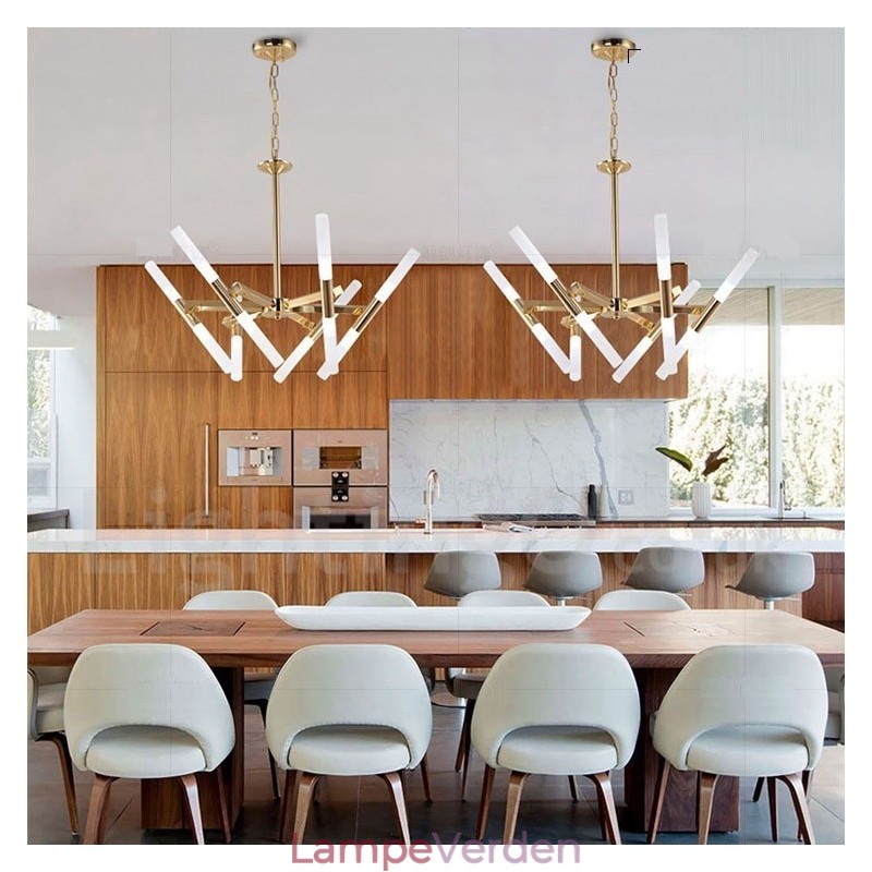 Modern Contemporary 2 Tier 12 Light Golden Chandelier Lamp