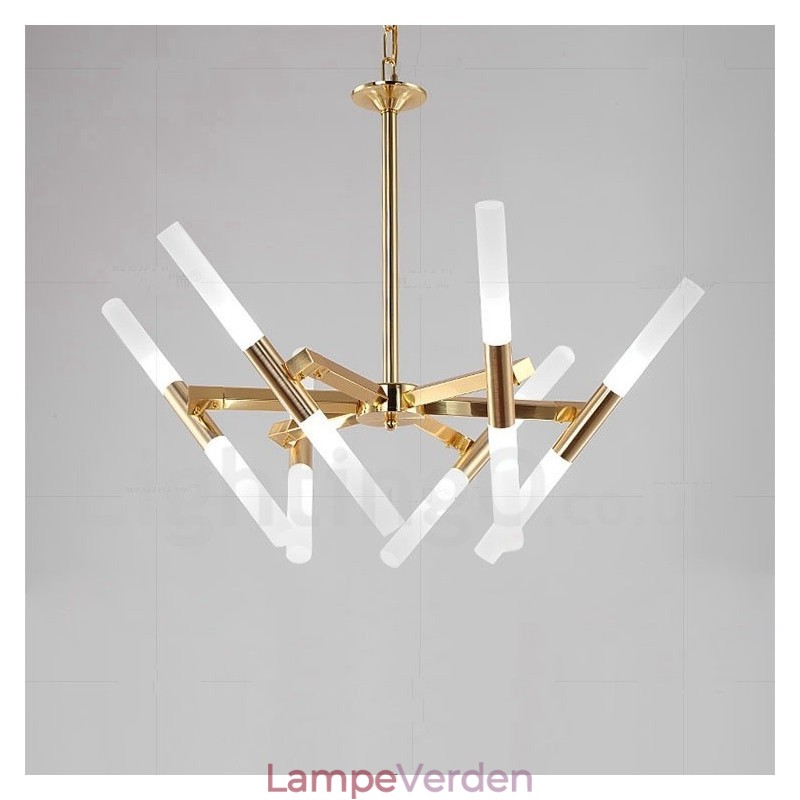 Modern Contemporary 2 Tier 12 Light Golden Chandelier Lamp