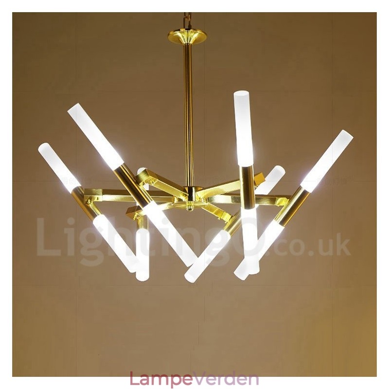 Modern Contemporary 2 Tier 12 Light Golden Chandelier Lamp