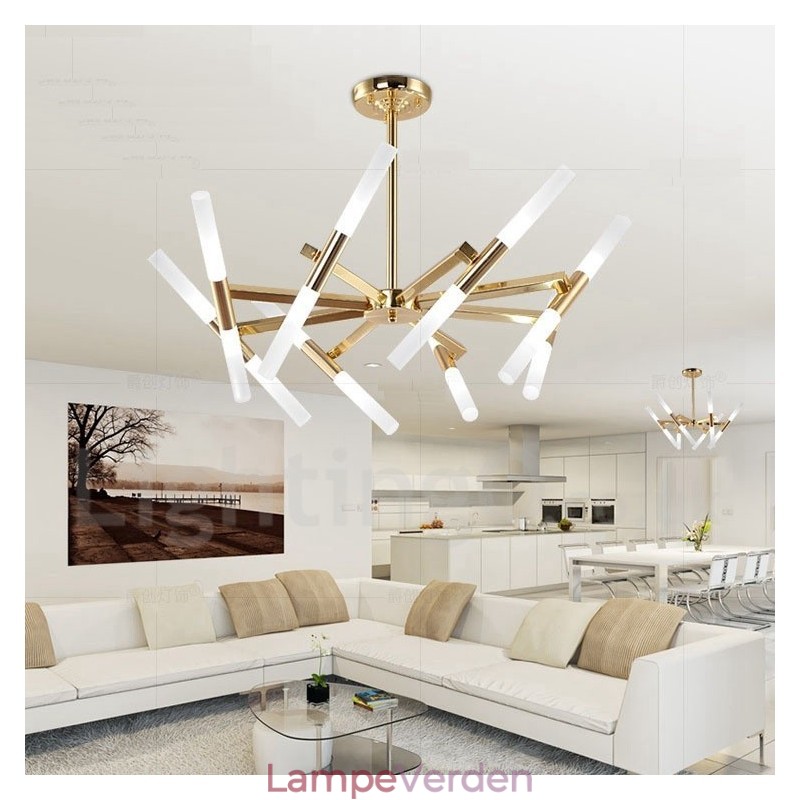 Modern Contemporary 2 Tier 16 Light Golden Chandelier Lamp