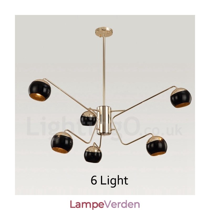 6 lys 2-lags moderne moderne metal lysekronelampe med glasskærm