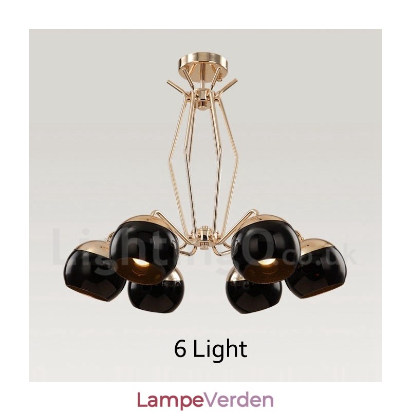 6 lys enkelt lag moderne moderne lysekrone i metal med glasskærm