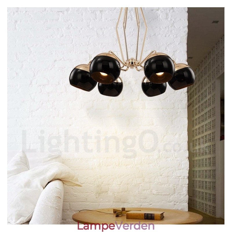 6 lys enkelt lag moderne moderne lysekrone i metal med glasskærm