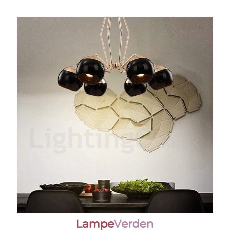 6 lys enkelt lag moderne moderne lysekrone i metal med glasskærm