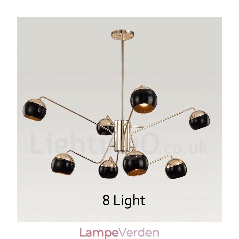 8 lys 2-lags moderne moderne metal lysekronelampe med glasskærm