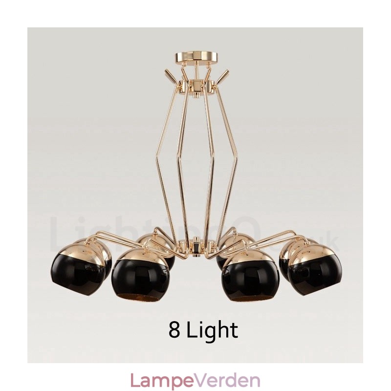 8 lys enkelt lag moderne moderne lysekrone i metal med glasskærm