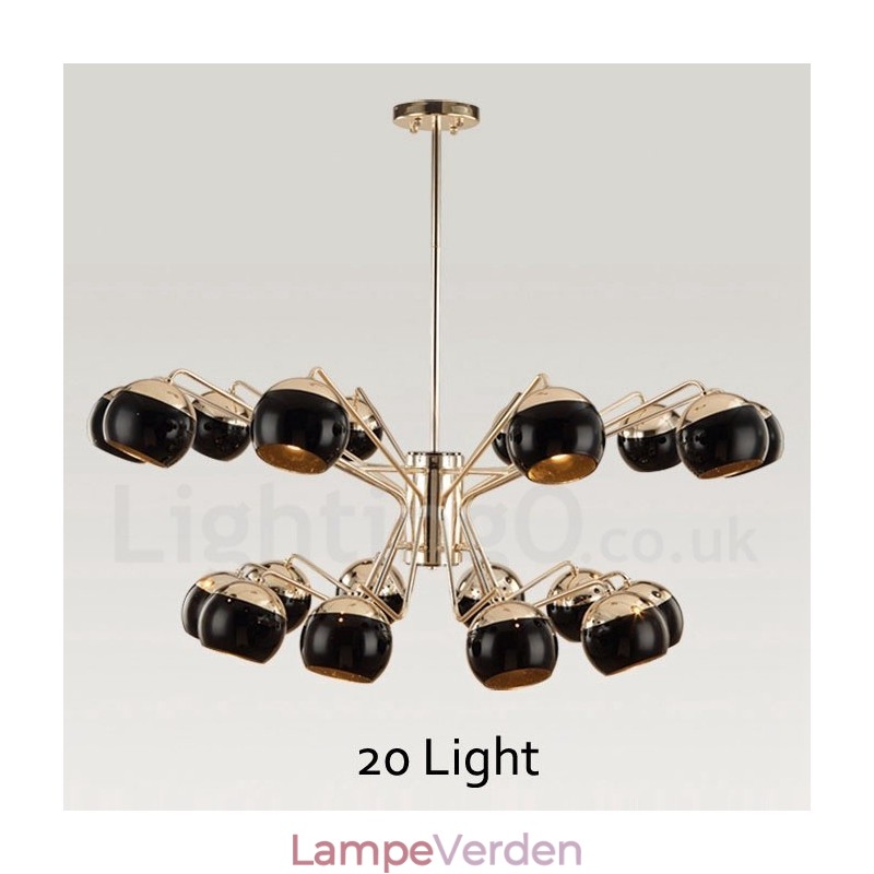 Moderne lysekronelampe i metal med glasskærm