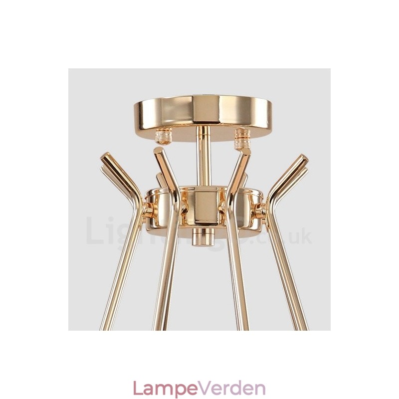 Moderne lysekronelampe i metal med glasskærm