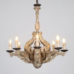 8 lys vintage retro trælysekrone lampe lys