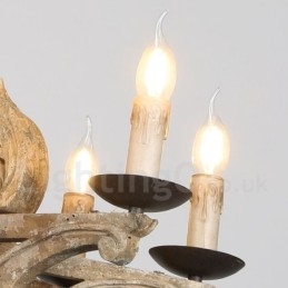 8 lys vintage retro trælysekrone lampe lys