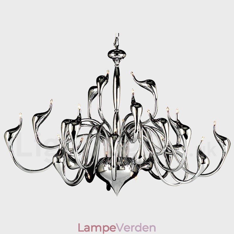 24 lys Modern Swan lysekrone Lys G4 Forkromet pære inkluderet