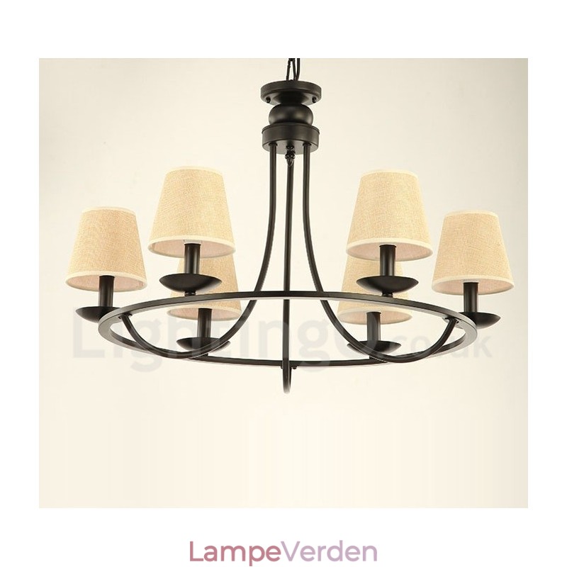 Country Retro 6 Light Single Tier lysekrone Lampe Light
