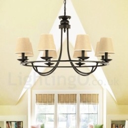 Country Retro 8 Light Single Tier lysekrone Lampe Light