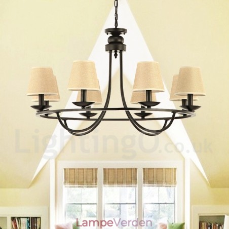 Country Retro 8 Light Single Tier lysekrone Lampe Light Country Retro 8 Light Single Tier lysekrone Lampe Light