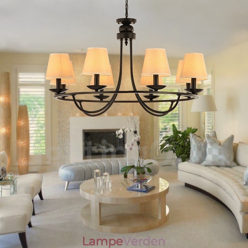 Country Retro 8 Light Single Tier lysekrone Lampe Light