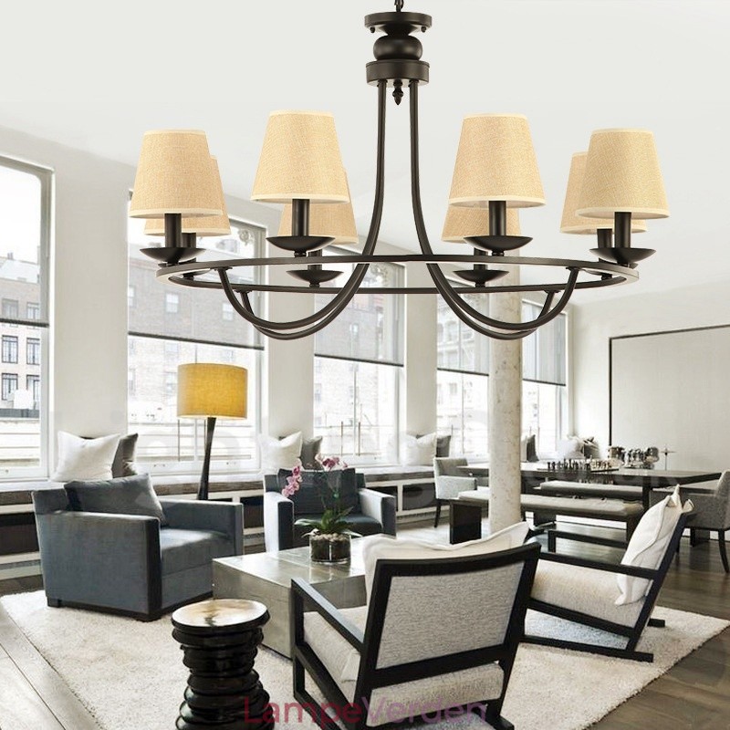 Country Retro 8 Light Single Tier lysekrone Lampe Light