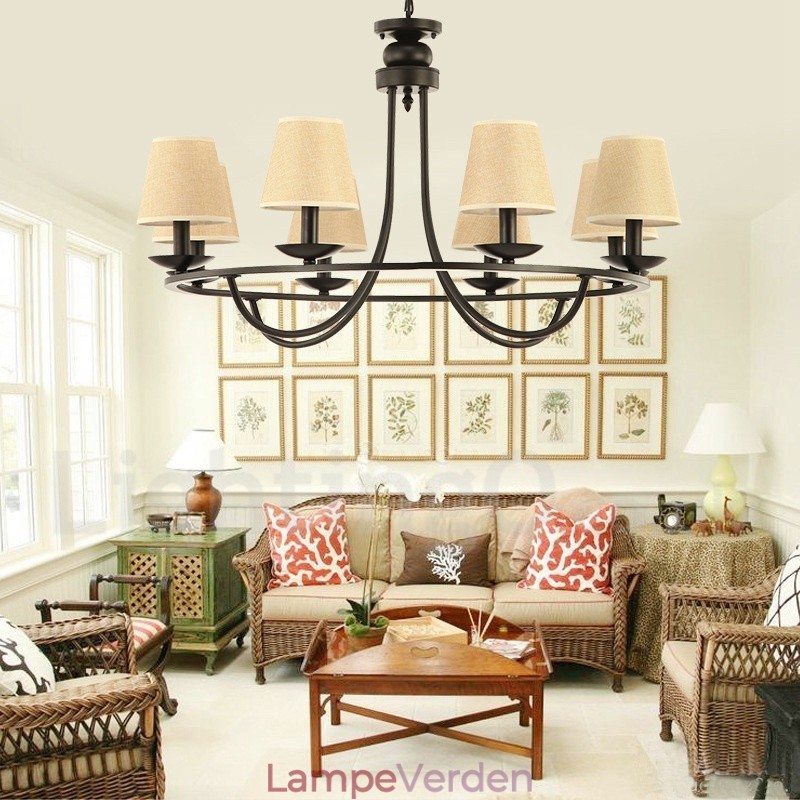 Country Retro 8 Light Single Tier lysekrone Lampe Light