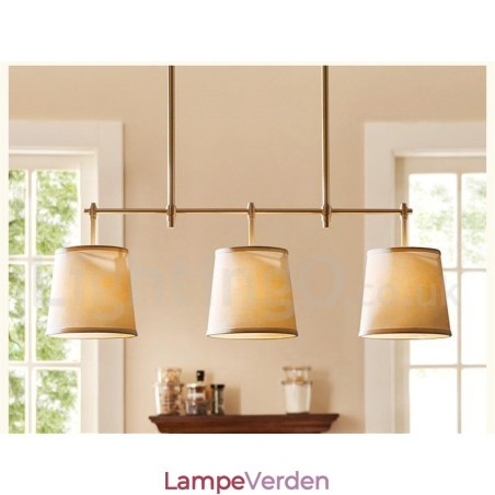 Country Retro 3 lys kobber lysekrone lys med stof skærmlampe Country Retro 3 lys kobber lysekrone lys med stof skærmlampe